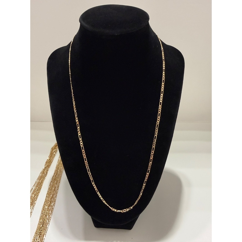 mini figaro necklace chain 18k gold layered 22 inch 2mm lobster clasp